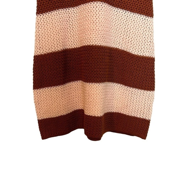 L’atiste Crochet Striped Brown & Pink Retro Style Dress w/Ring Waist Cutout NWT - Picture 6 of 16